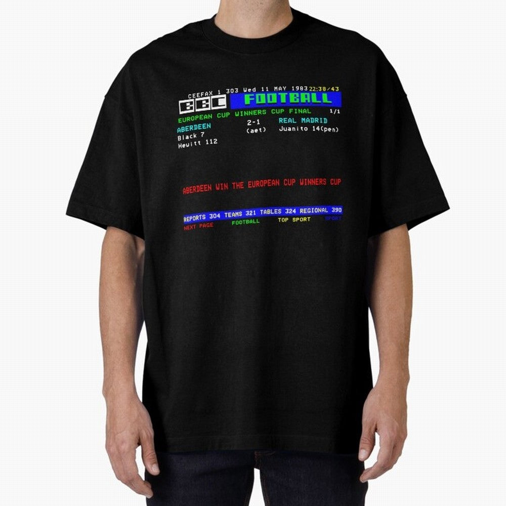 Aberdeen Cup Winners Cup Final 1983 CEEFAX Oversized T-Shirt Celebrate Global Passion for FIFA World Cup 2026 Spirit, Made for Spain and Netherlands, Haaland, Classic Soccer Heritage, Championship Pressure, Fan Loyalty and International Pride;