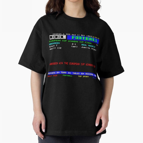 Aberdeen Cup Winners Cup Final 1983 CEEFAX Oversized T-Shirt Celebrate Global Passion for FIFA World Cup 2026 Spirit, Made for Spain and Netherlands, Haaland, Classic Soccer Heritage, Championship Pressure, Fan Loyalty and International Pride;