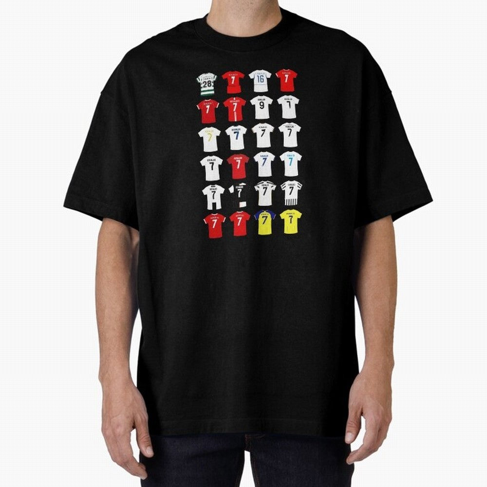 Cristiano Ronaldo Football Shirt Oversized T-Shirt Show Up for the Glory of the FIFA World Cup 2026 Group Stage Journey through Haaland and Mbappe Highlights, Argentina, France and Brazil Pride, Supporter Pride, Iconic Celebrations, Legendary Names