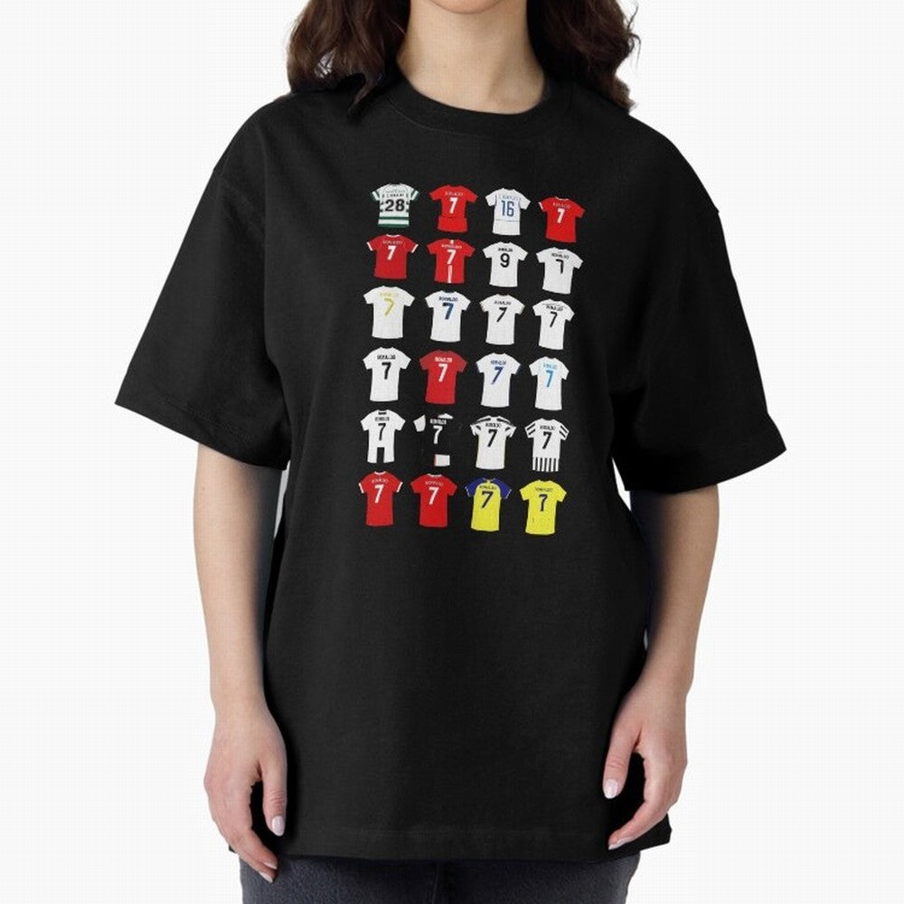 Cristiano Ronaldo Football Shirt Oversized T-Shirt Show Up for the Glory of the FIFA World Cup 2026 Group Stage Journey through Haaland and Mbappe Highlights, Argentina, France and Brazil Pride, Supporter Pride, Iconic Celebrations, Legendary Names