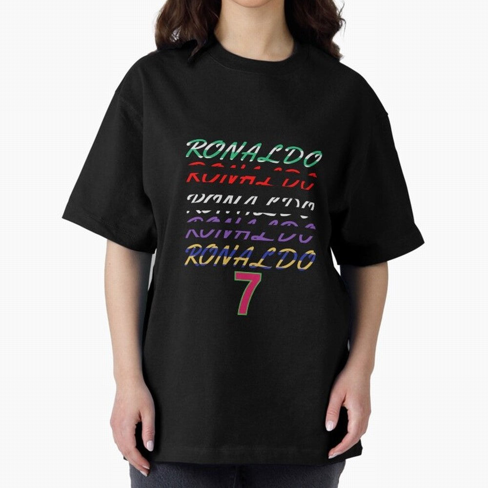 LOVE CR7 RONALDO - ALL CAREER Oversized T-Shirt Represent Football Lovers during Global Football Passion for FIFA World Cup 2026, Highlighting Neymar, Haaland and Cristiano Ronaldo, Spain and Netherlands, Vintage Soccer Flavor, Modern Football
