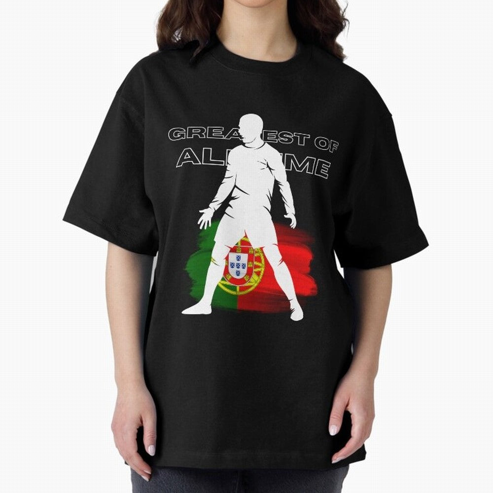 Cristiano Ronaldo Portugal Greatest Of All Time Oversized T-Shirt Show Fan Pride Across Match Day Hype around FIFA World Cup 2026, Haaland, Netherlands, Tournament Hype, Historic Matchups, Family Viewing Parties and Global Sports Pride; Built for