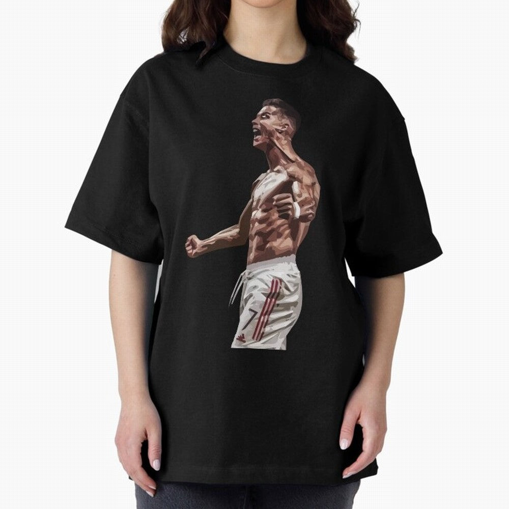 Cristiano Ronaldo - Celebration - CR7 - Manchester United Oversized T-Shirt Join Supporters Worldwide for FIFA World Cup 2026 Group Stage for Fans of CR7 and Messi and Netherlands, Bringing Football History, Final Match Energy, Crowd Noise and Once