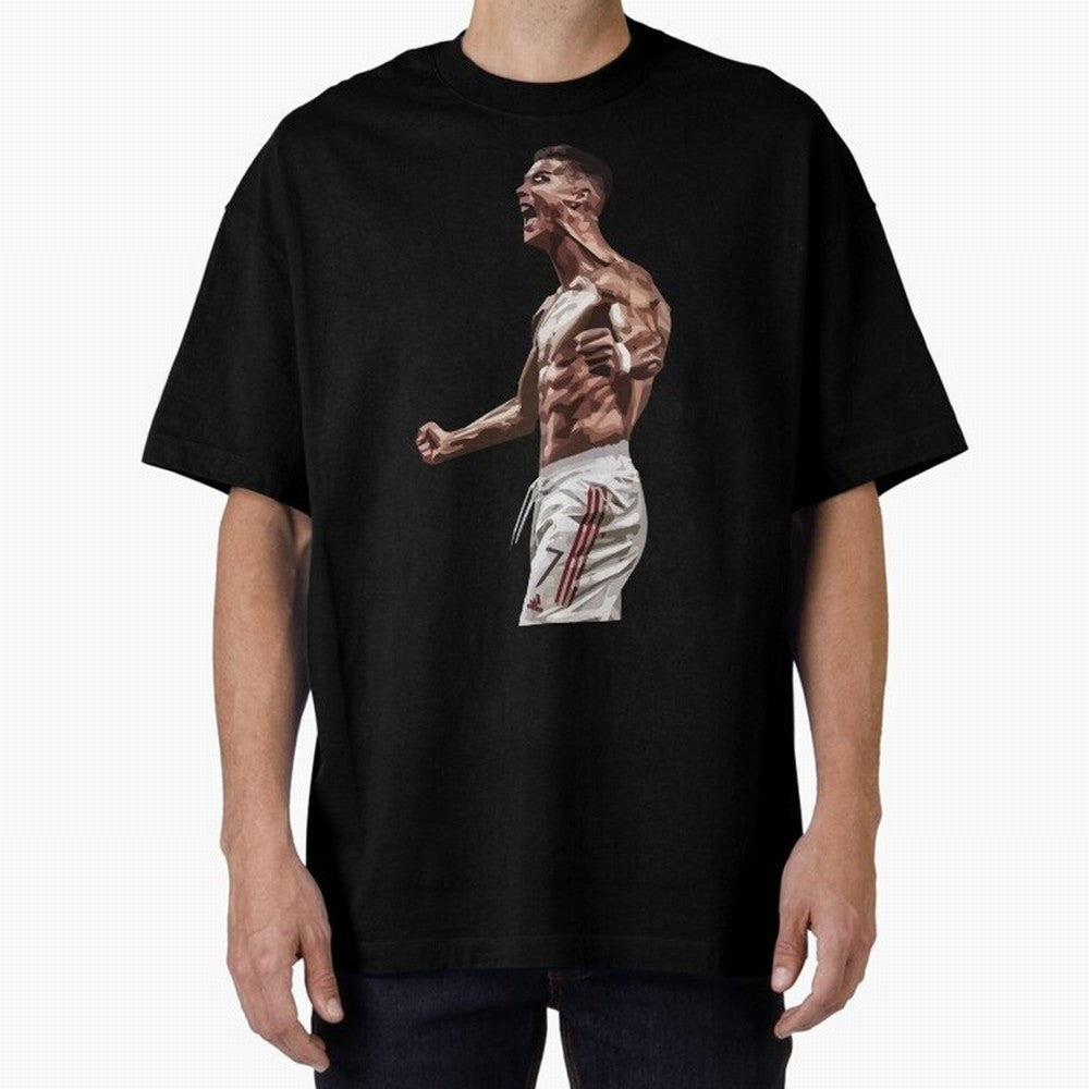 Cristiano Ronaldo - Celebration - CR7 - Manchester United Oversized T-Shirt Join Supporters Worldwide for FIFA World Cup 2026 Group Stage for Fans of CR7 and Messi and Netherlands, Bringing Football History, Final Match Energy, Crowd Noise and Once