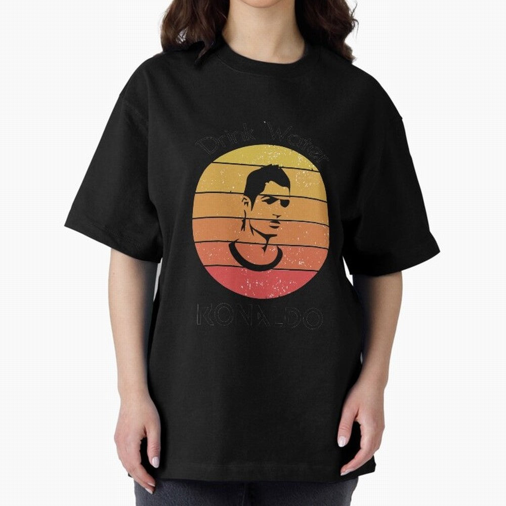drink water ronaldo Oversized T-Shirt Unlock Global Football Passion for FIFA World Cup 2026 Group Stage, Highlighting CR7 and Messi, France and Portugal, Classic Soccer Heritage, Championship Pressure, Fan Loyalty and International Pride; Created