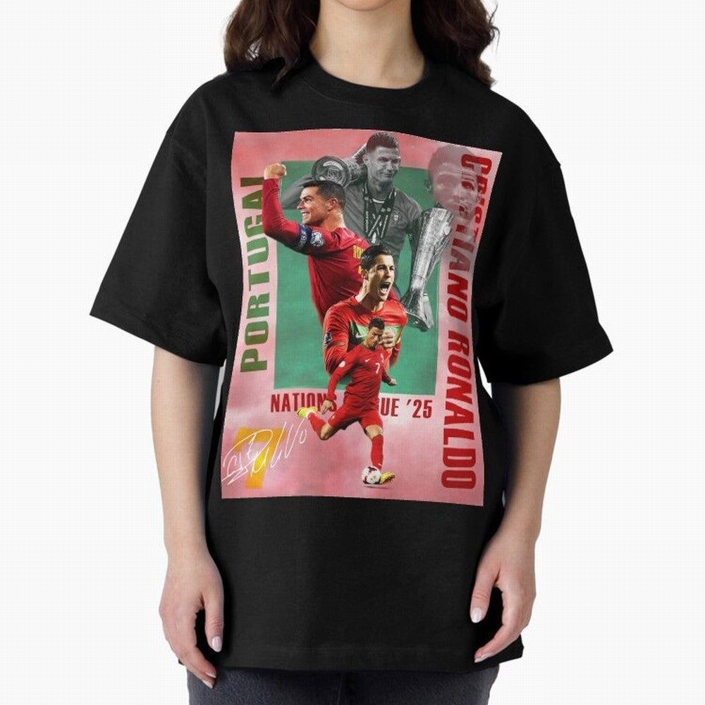 Cristiano Ronaldo Portugal Football Legend Oversized T-Shirt Celebrate Soccer Greatness during FIFA World Cup 2026 Group Stage Featuring Cristiano Ronaldo, France Energy, Champion Mindset, Group Stage Buzz, Knockout Tension and Passionate Fan