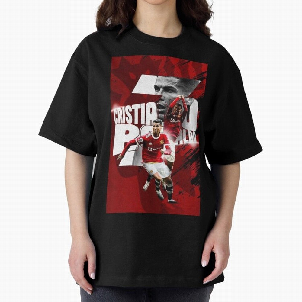 Cristiano Ronaldo Illustration Oversized T-Shirt Celebrate Global Passion for FIFA World Cup 2026 Built around Neymar, France Energy, Champion Mindset, Group Stage Buzz, Knockout Tension and Passionate Fan Culture; Perfect for Supporters Who Want