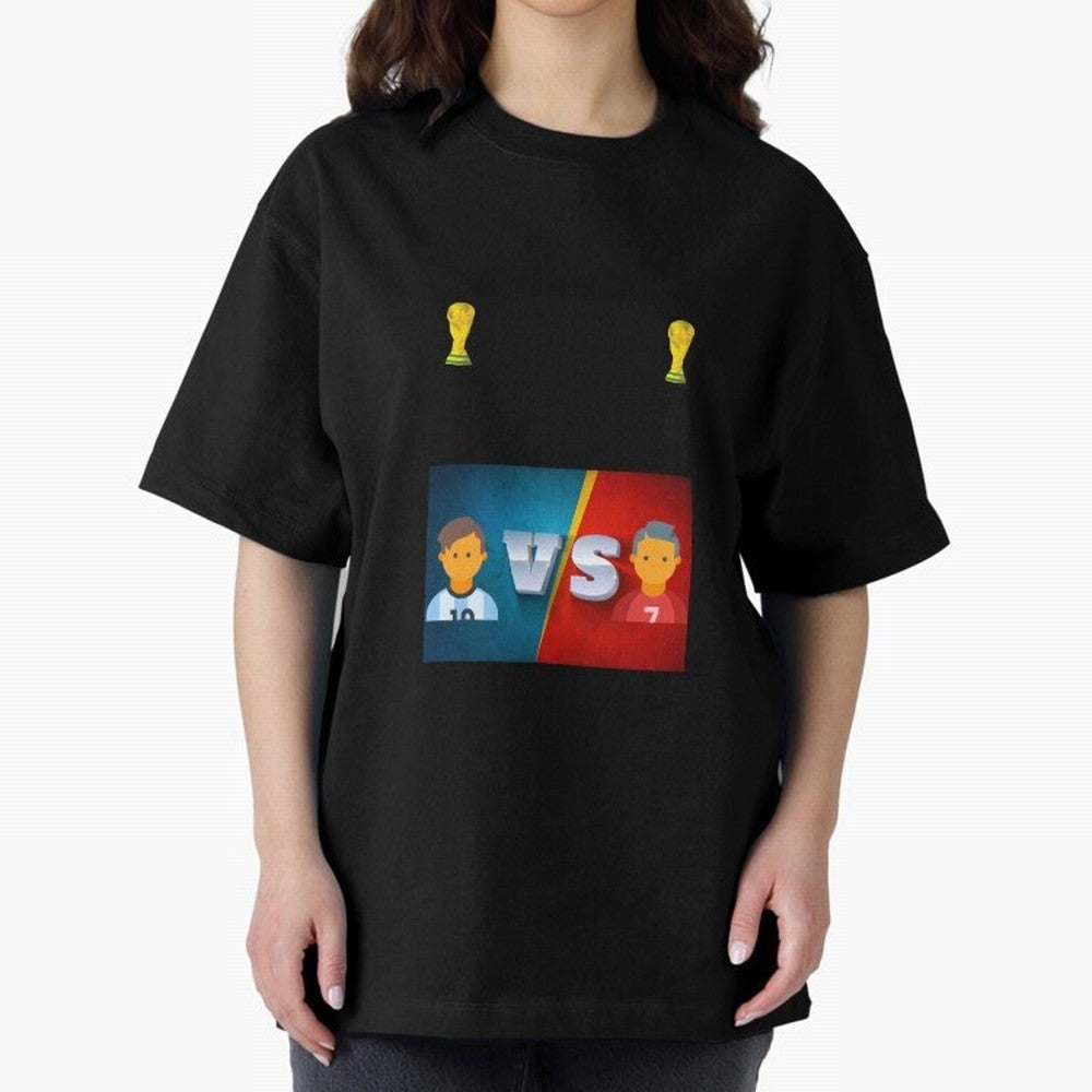 THE RONALDO VS MESSI Oversized T-Shirt Bring a Vintage Feel to FIFA World Cup 2026 USA Canada Mexico Built around Neymar, Haaland and Cristiano Ronaldo, England and Germany Energy, Retro Football Energy, Iconic Rivalries, Trophy Chase Drama and