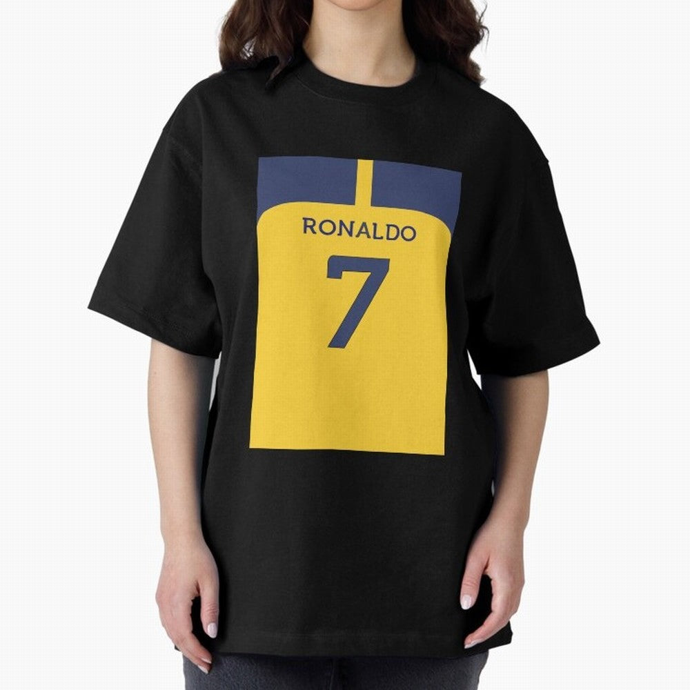 Cristiano Ronaldo Al Nassr Oversized T-Shirt Keep Football History Alive during Global Football Passion for FIFA World Cup 2026, Highlighting Messi, Brazil, Supporter Pride, Iconic Celebrations, Legendary Names and Global Match Day Energy; Ideal
