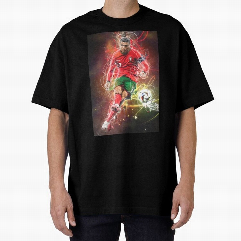 Cristiano Ronaldo Oversized T-Shirt Honor the Football Icons of Match Day Hype around FIFA World Cup 2026 Group Stage, Haaland and Mbappe, Argentina and Brazil, Vintage Soccer Flavor, Modern Football Stars, National Flags and Final Night Emotion;