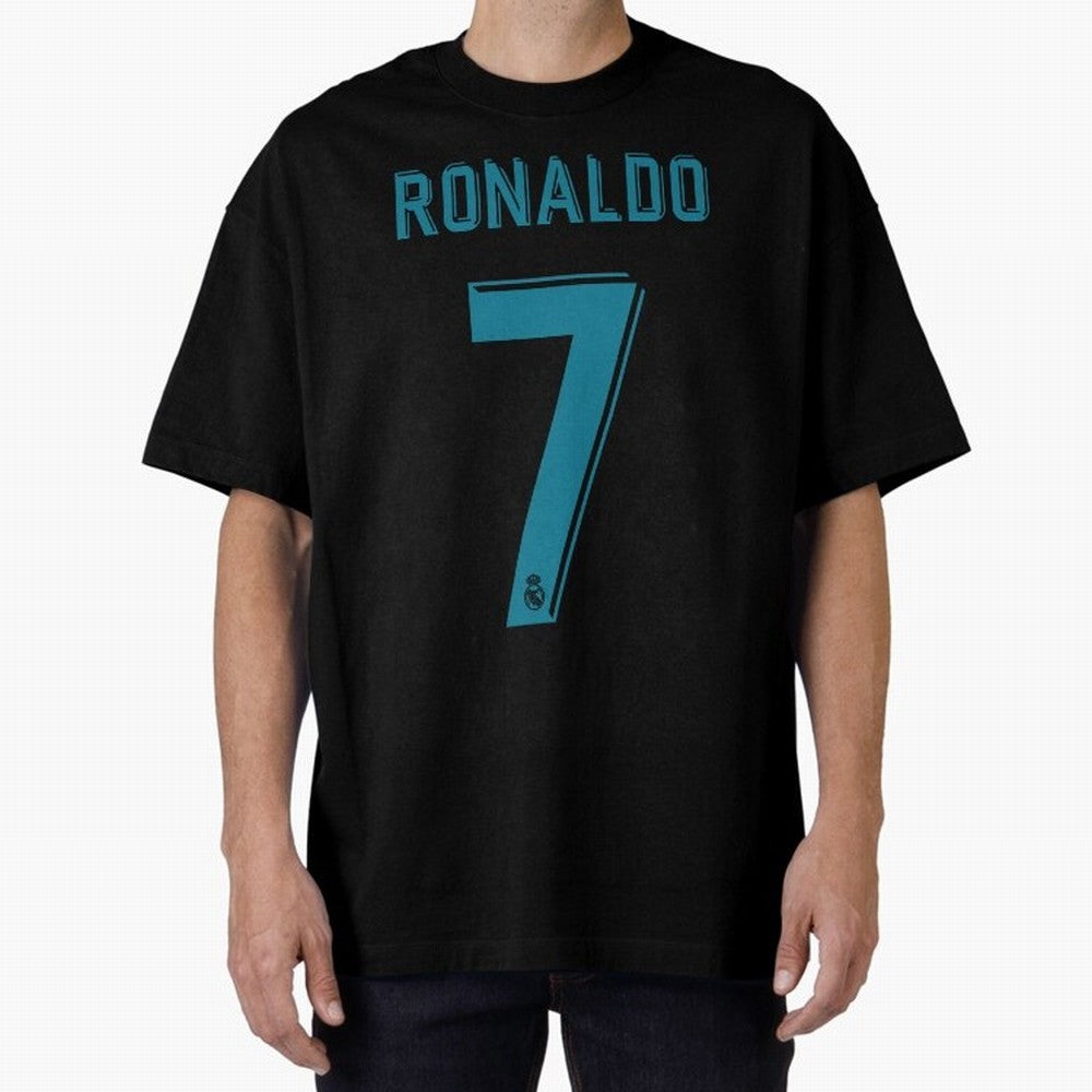 Cristiano Ronaldo 2018 Oversized T-Shirt Honor Football Greatness during Global Football Passion for FIFA World Cup 2026 USA Canada Mexico, Inspired by Cristiano Ronaldo, Haaland and CR7, Portugal, Football Festival Excitement, Trophy Ambitions,