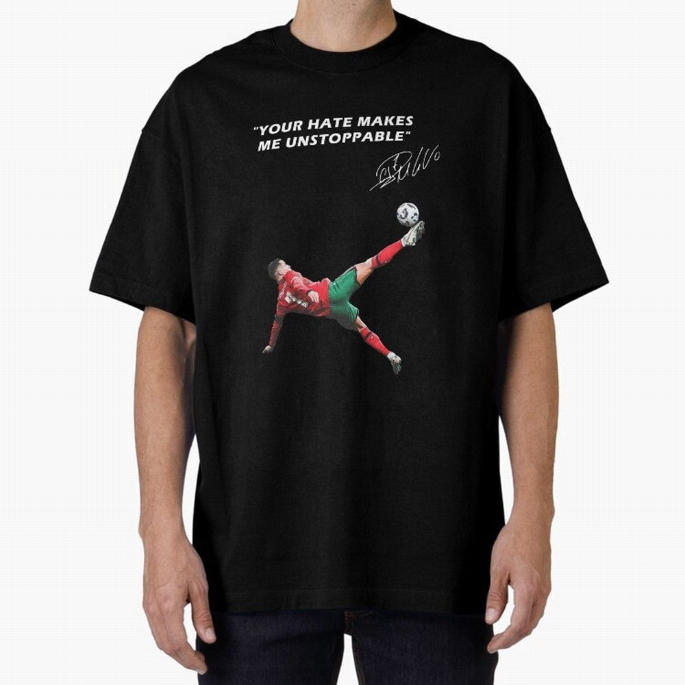Cristiano Ronaldo Footballer Oversized T-Shirt Share the Excitement of FIFA World Cup 2026 USA Canada Mexico Spirit, Filled with England, France and Netherlands, Mbappe and Neymar, Vintage Soccer Flavor, Modern Football Stars, National Flags and