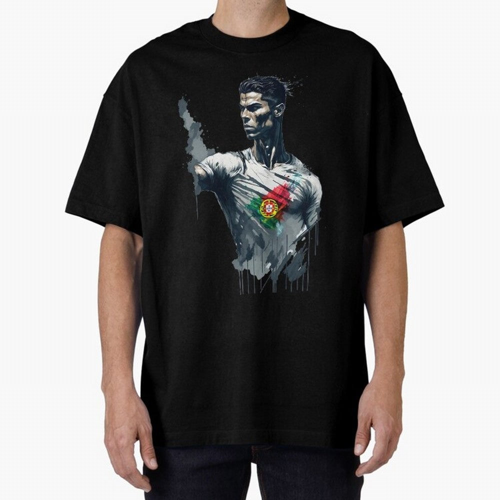 Cristiano Ronaldo splash art Oversized T-Shirt Follow the FIFA World Cup 2026 Journey through Neymar, Haaland and Cristiano Ronaldo Highlights, England, France and Netherlands Pride, Stadium Memories, Football Loyalty, International Chants and