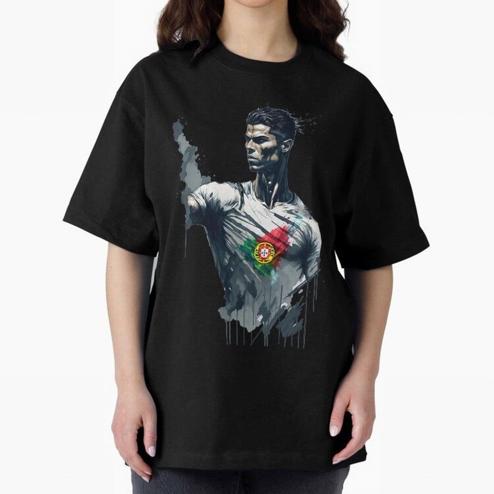 Cristiano Ronaldo splash art Oversized T-Shirt Follow the FIFA World Cup 2026 Journey through Neymar, Haaland and Cristiano Ronaldo Highlights, England, France and Netherlands Pride, Stadium Memories, Football Loyalty, International Chants and