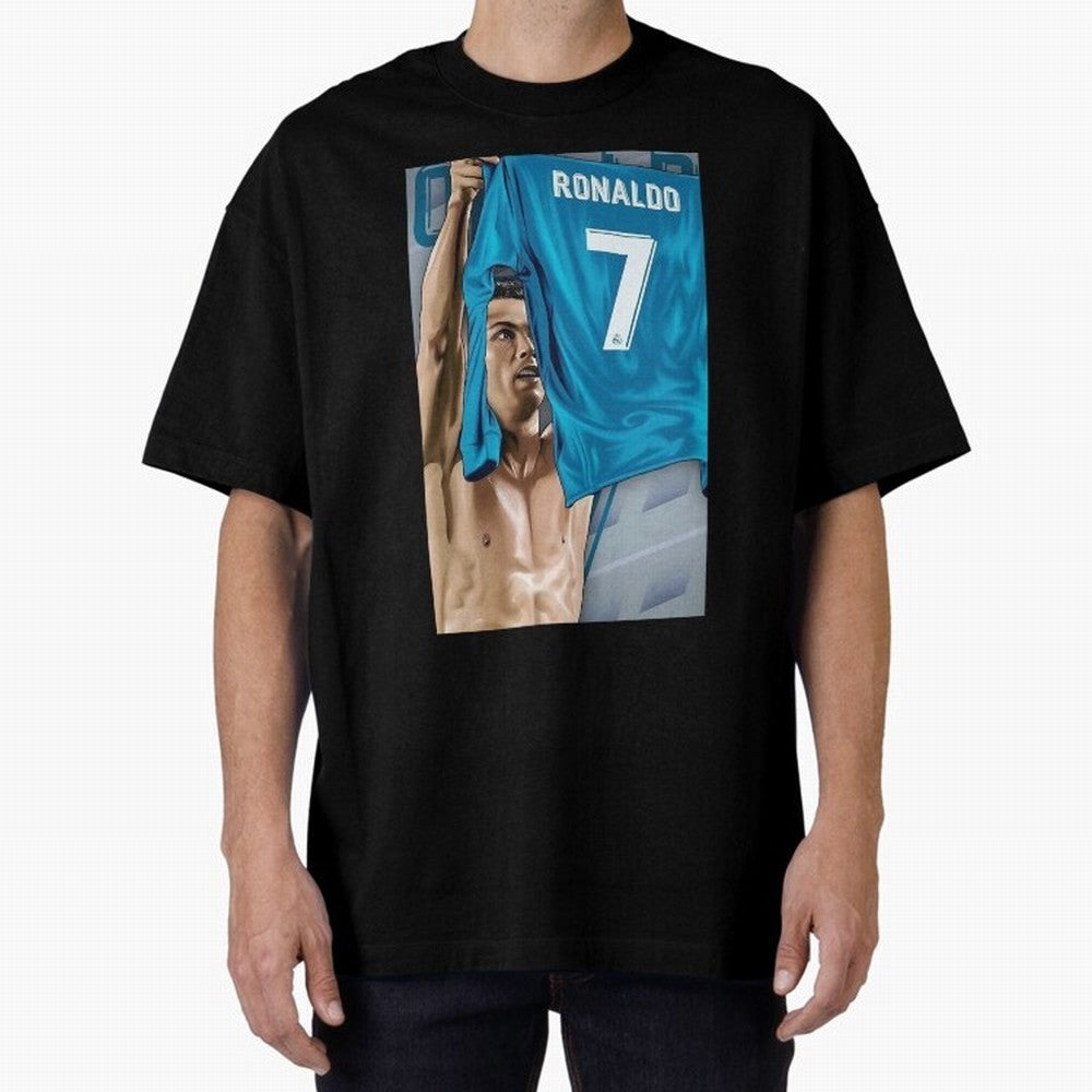 Cristiano Ronaldo Oversized T-Shirt Celebrate Soccer Greatness during Global Football Passion for FIFA World Cup 2026 USA Canada Mexico, Highlighting Messi, England, Supporter Pride, Iconic Celebrations, Legendary Names and Global Match Day Energy;