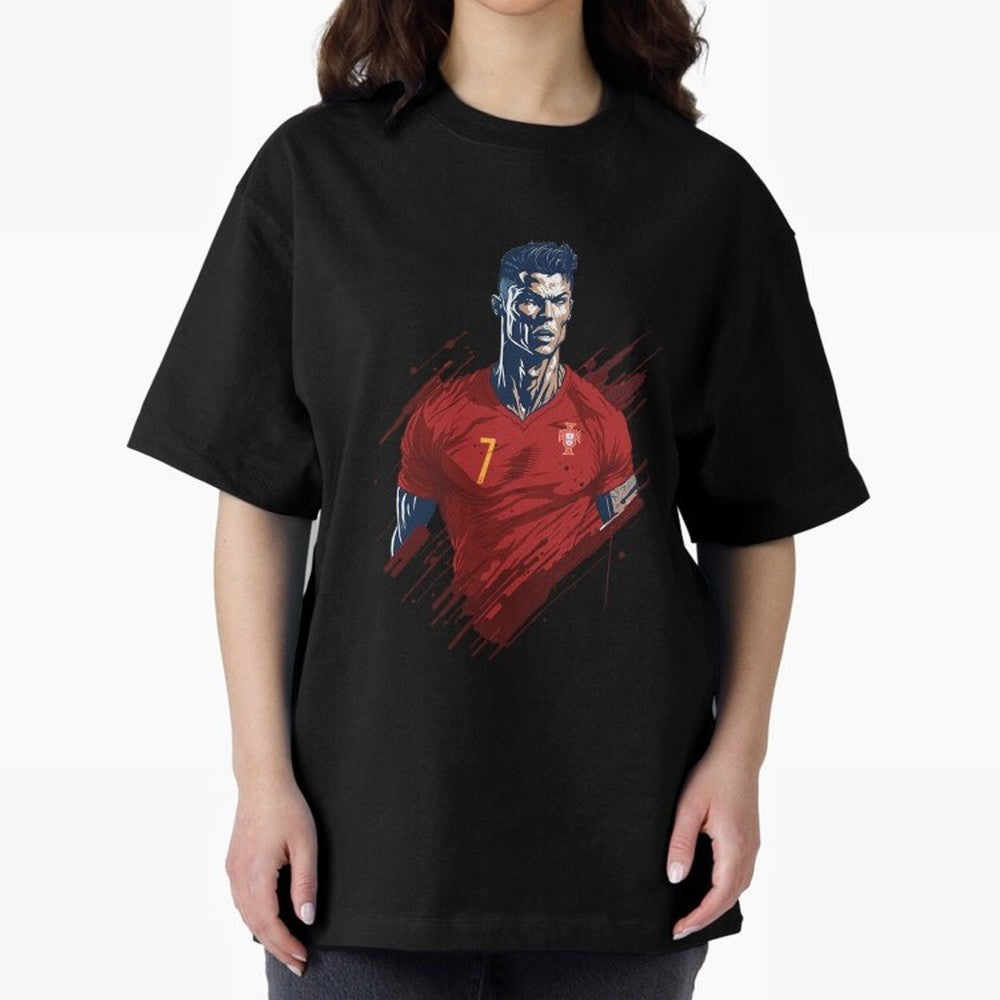 Cristiano Ronaldo splash art Oversized T-Shirt Cheer through Every Moment of Global Football Passion for FIFA World Cup 2026, Celebrating Messi, Neymar and Mbappe, France, Fan Favorite Moments, National Team Passion, Big Match Drama and Soccer