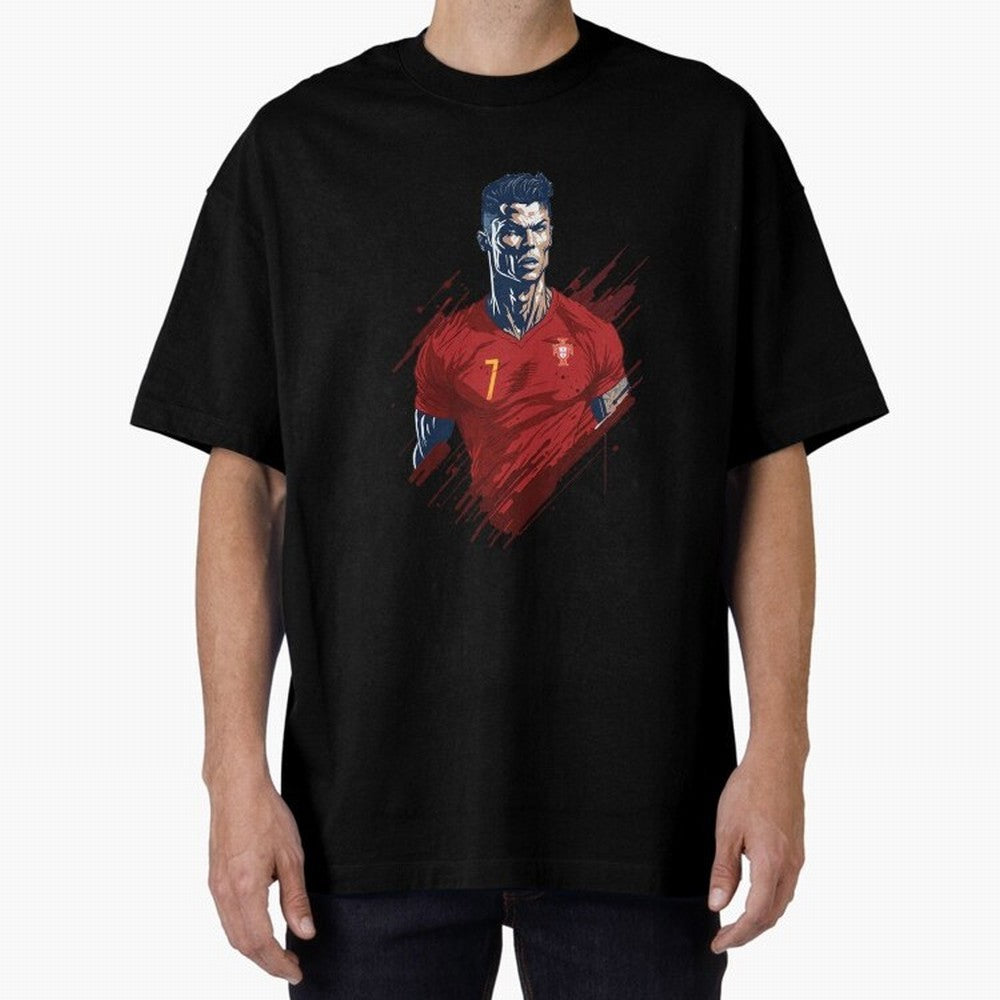 Cristiano Ronaldo splash art Oversized T-Shirt Cheer through Every Moment of Global Football Passion for FIFA World Cup 2026, Celebrating Messi, Neymar and Mbappe, France, Fan Favorite Moments, National Team Passion, Big Match Drama and Soccer