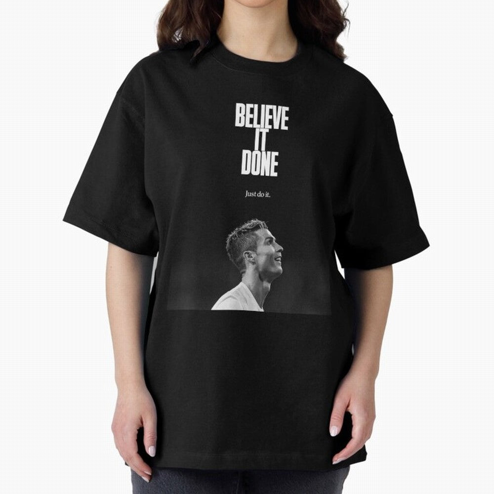 CRISTIANO RONALDO BELIVE IT DONE Oversized T-Shirt Unlock FIFA World Cup 2026 Featuring Neymar, France and Portugal Energy, Match Day Excitement, Supporter Culture, Golden Goals and Global Football Passion; Great for Watch Parties, Sports Bars,