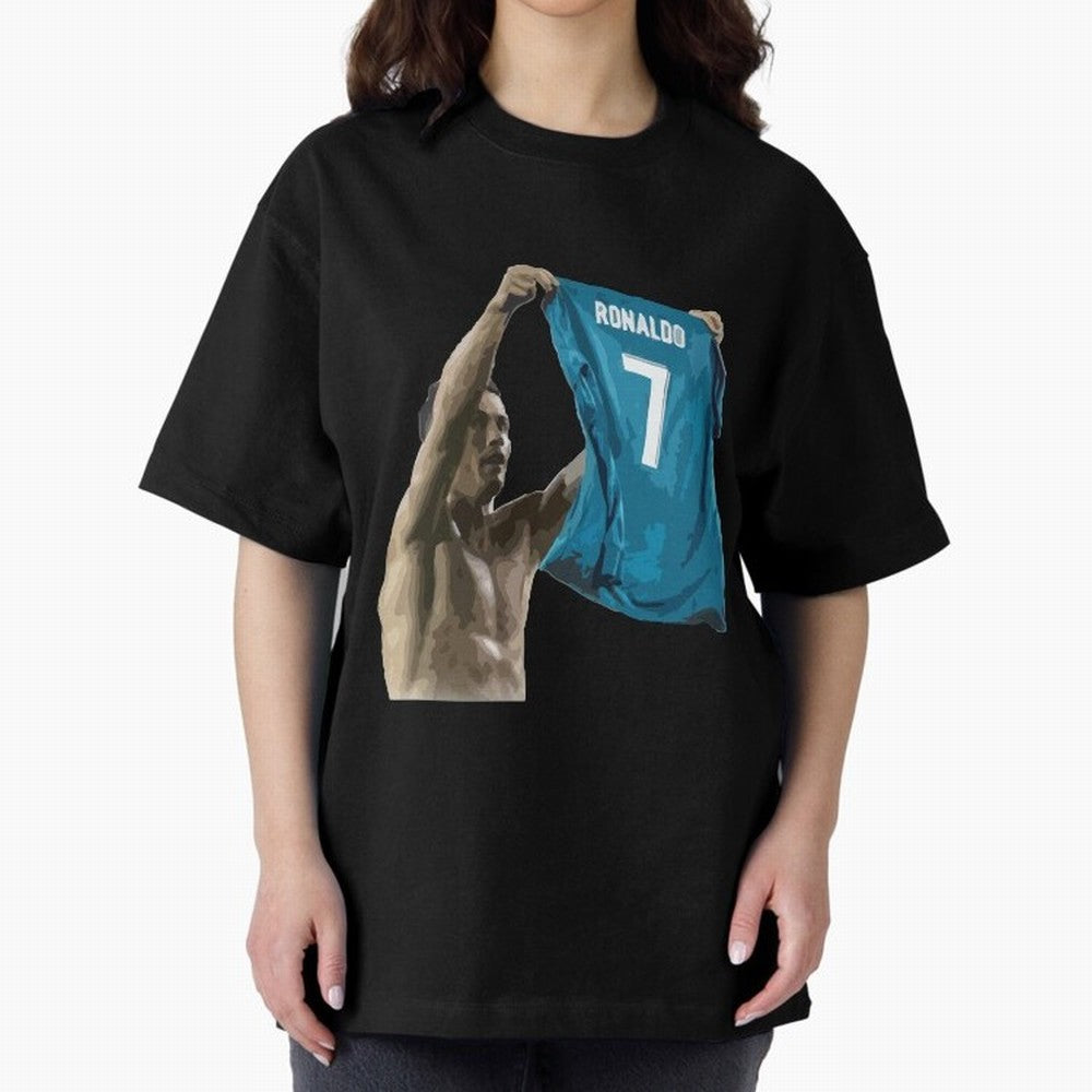 Cristiano Ronaldo celebration goal against Barcelona Oversized T-Shirt Carry the Dream of the FIFA World Cup 2026 USA Canada Mexico Journey through Cristiano Ronaldo Highlights, Argentina and Brazil Pride, Worldwide Fan Energy, Dramatic Goals,