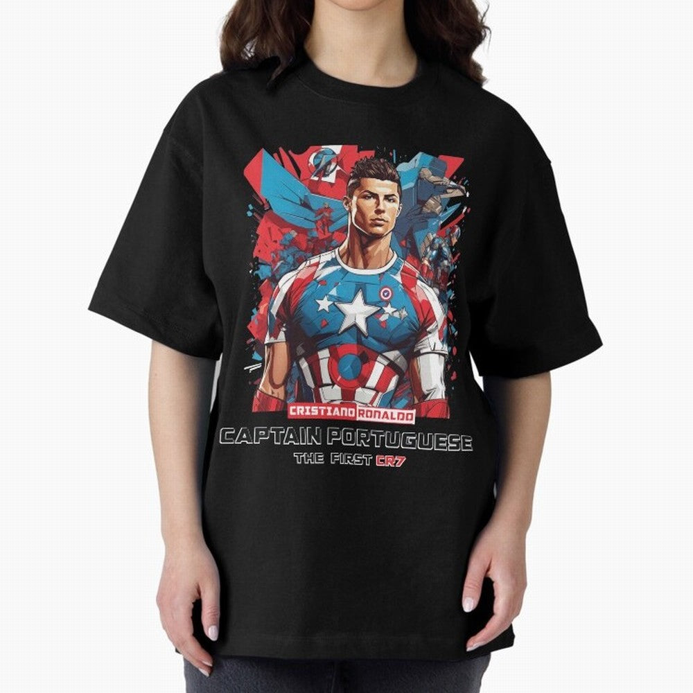 Cristiano Ronaldo Captain Portuguese Oversized T-Shirt Celebrate Football Heritage in Global Football Passion for FIFA World Cup 2026 Group Stage, Connected to Haaland, England, France and Netherlands, Global Supporter Spirit, Legendary Goals,