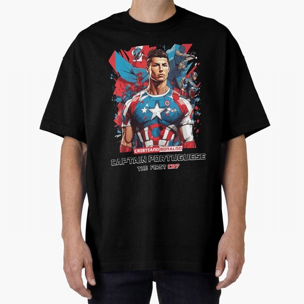 Cristiano Ronaldo Captain Portuguese Oversized T-Shirt Celebrate Football Heritage in Global Football Passion for FIFA World Cup 2026 Group Stage, Connected to Haaland, England, France and Netherlands, Global Supporter Spirit, Legendary Goals,
