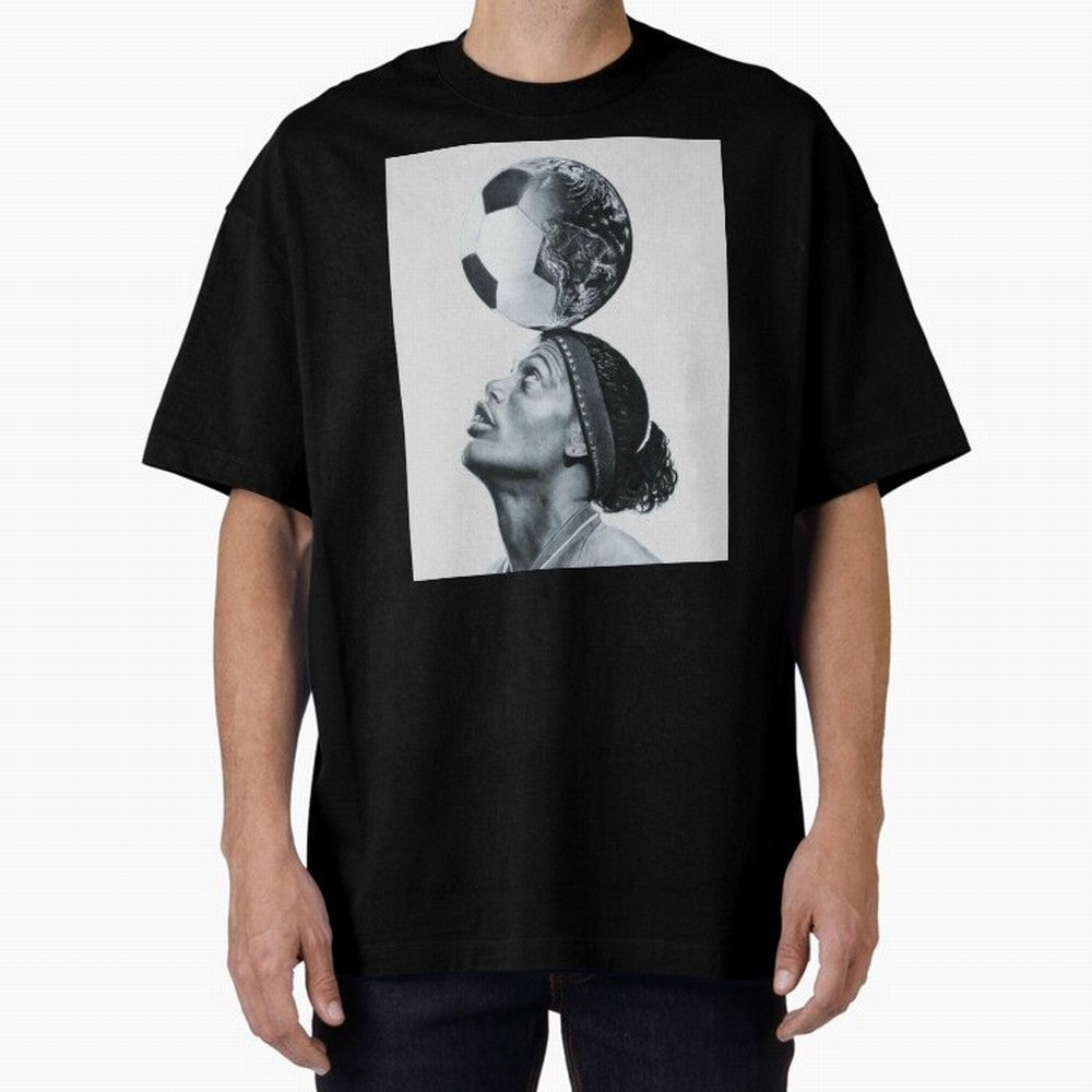 Art Ronaldinho Illustration Oversized T-Shirt Cheer for FIFA World Cup 2026 USA Canada Mexico Spirit, Featuring France, CR7, Match Day Excitement, Supporter Culture, Golden Goals and Global Football Passion; Created for Match Day Parties, Soccer