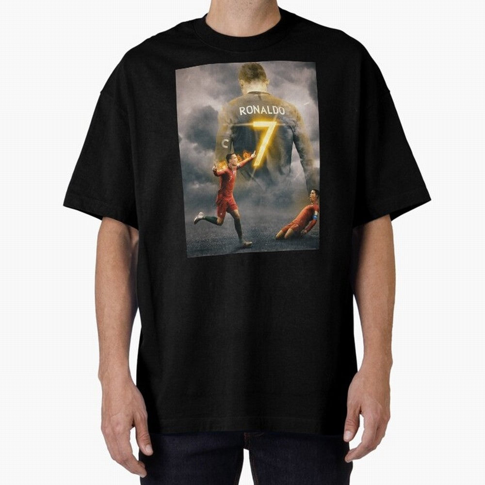 Art CR7 Wallpaper Oversized T-Shirt Experience the Global Stage of FIFA World Cup 2026 USA Canada Mexico for Fans of Messi and Argentina and Brazil, Bringing Goal Celebration Energy, Supporter Heritage, Football Icons and Worldwide Tournament Joy;