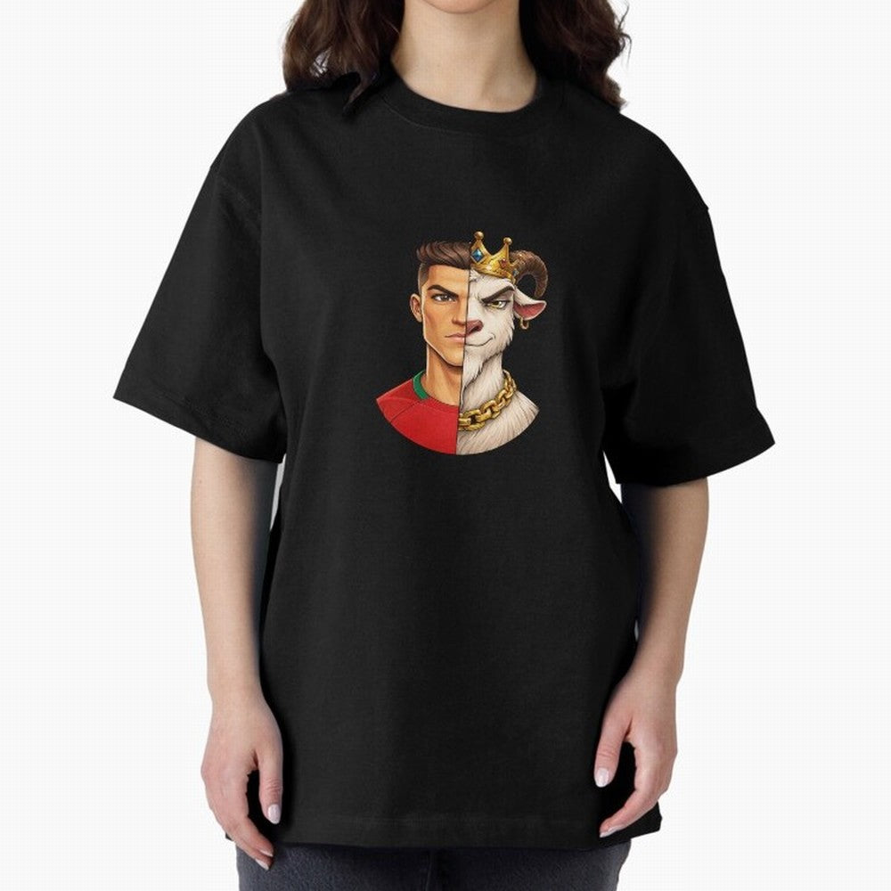 Half Man Half Goat - Cristiano Ronaldo Oversized T-Shirt Represent Football Lovers during FIFA World Cup 2026 Group Stage Spirit, Capturing France, Mbappe, Soccer Culture, Superstar Moments, National Team Dreams and Competitive Fire; Great for