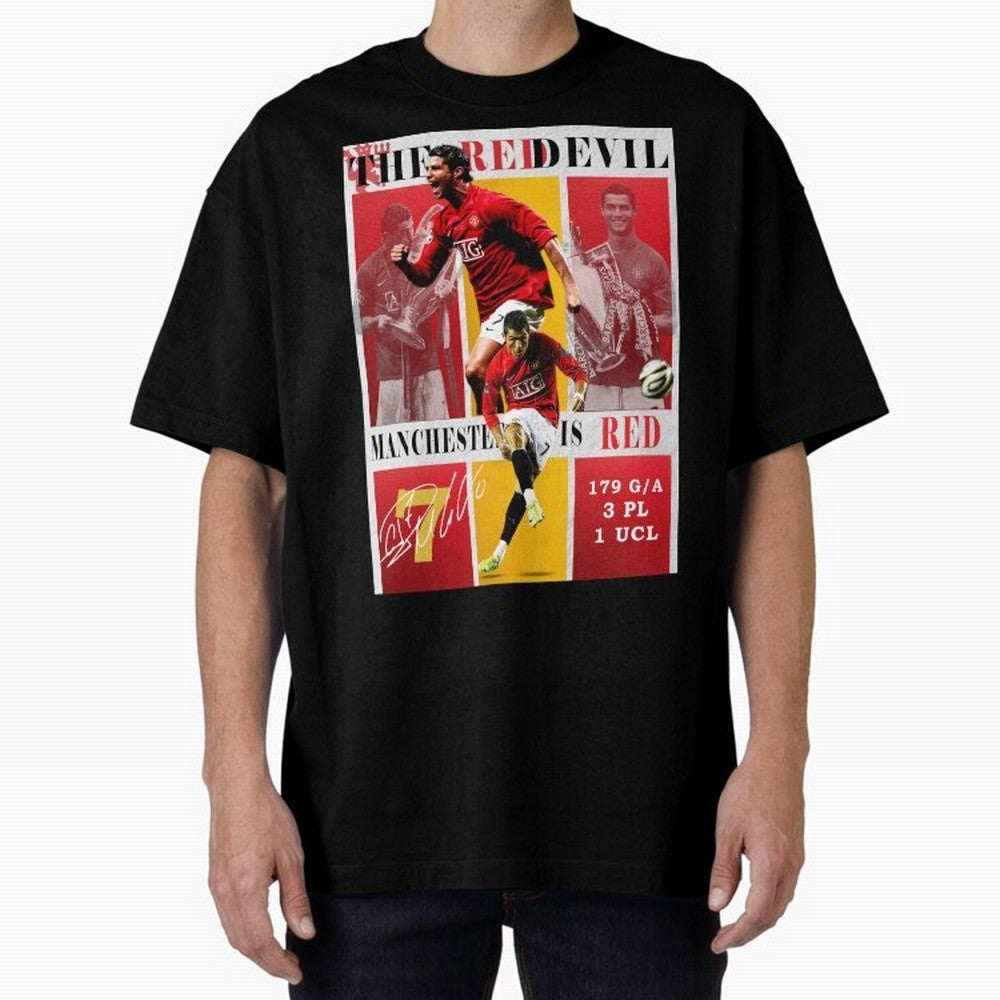 Cristiano Ronaldo 2008 Manchester United Poster Oversized T-Shirt Enjoy FIFA World Cup 2026 for Fans of Cristiano Ronaldo, Haaland and CR7 and Argentina and Brazil, Bringing Supporter Pride, Iconic Celebrations, Legendary Names and Global Match Day