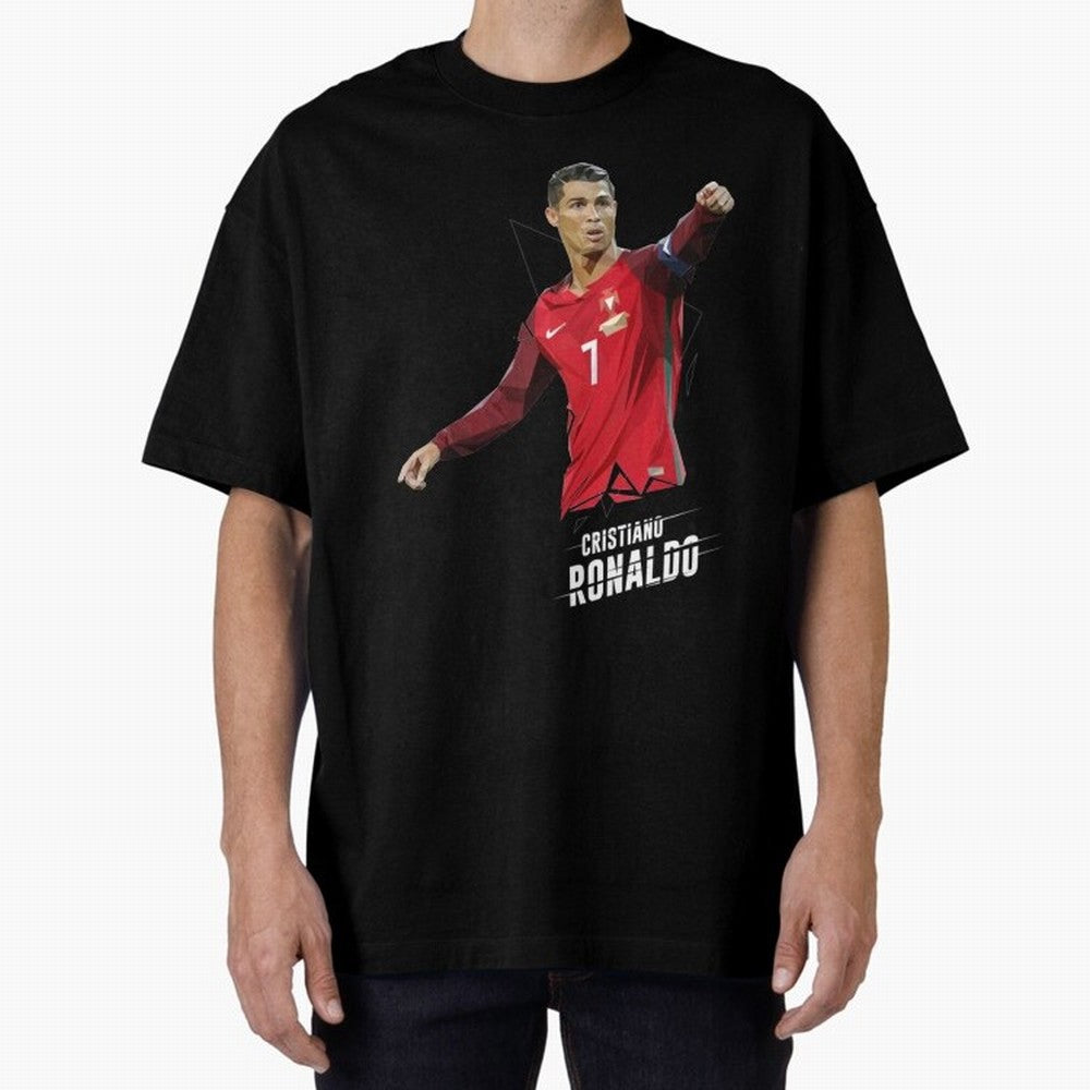 Ronaldo Cristiano Ronaldo Lowpoly Art Oversized T-Shirt Relive Global Football Passion for FIFA World Cup 2026, with CR7, Germany, Sports Nostalgia, International Competition, Famous Players and Unforgettable Victories; Made for Die Hard