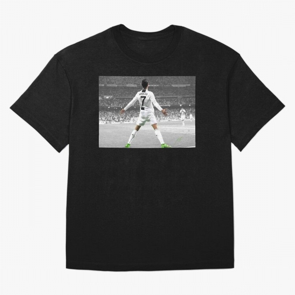 Cristiano Ronaldo Oversized T-Shirt Spotlight Global Football Passion for FIFA World Cup 2026 USA Canada Mexico, Connected to CR7 and Messi, Portugal, Supporter Pride, Iconic Celebrations, Legendary Names and Global Match Day Energy; Ideal for Fans