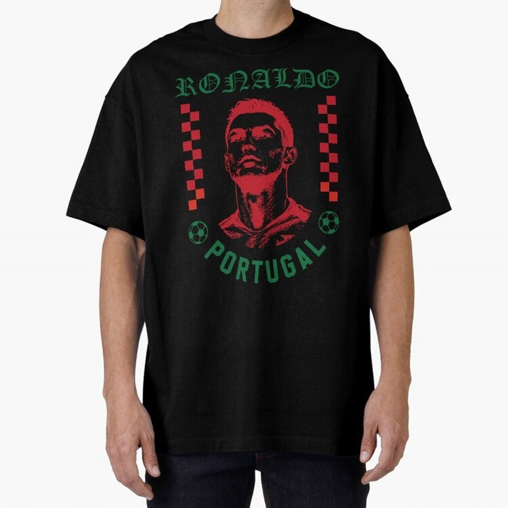 Cristiano Ronaldo Portugal Football Design World Cup Fan Art GOAT Soccer Oversized T-Shirt Celebrate Rivalries and Pride in FIFA World Cup 2026 USA Canada Mexico for Fans of Cristiano Ronaldo, Haaland and CR7 and Portugal, Spain and Germany,