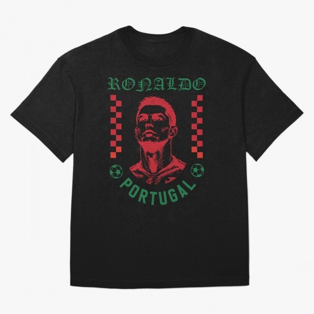 Cristiano Ronaldo Portugal Football Design World Cup Fan Art GOAT Soccer Oversized T-Shirt Celebrate Rivalries and Pride in FIFA World Cup 2026 USA Canada Mexico for Fans of Cristiano Ronaldo, Haaland and CR7 and Portugal, Spain and Germany,