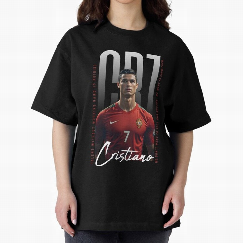 Cristiano Ronaldo Oversized T-Shirt Capture Stadium Memories from Match Day Hype around FIFA World Cup 2026 USA Canada Mexico, Neymar, Haaland and Cristiano Ronaldo, France and Portugal, Global Supporter Spirit, Legendary Goals, National Colors and