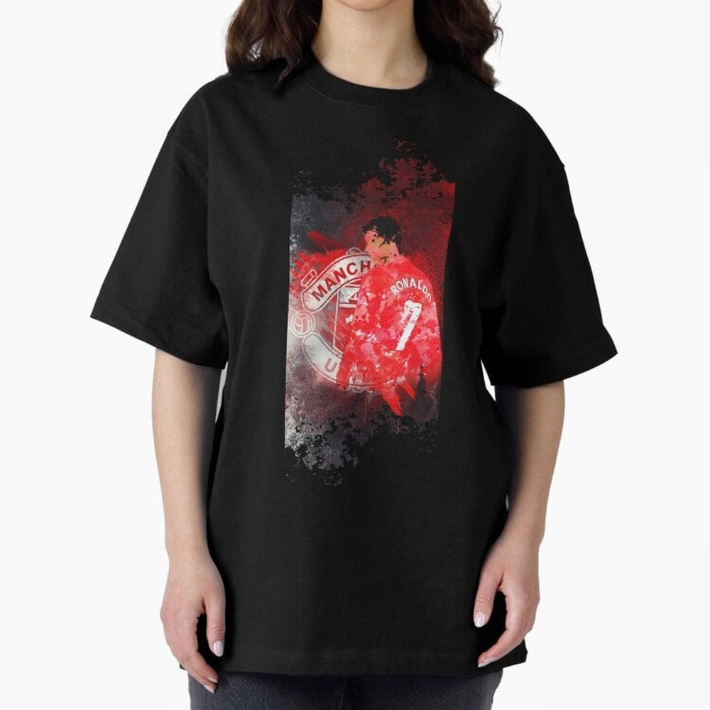 Ronaldo Illustration 002 Oversized T-Shirt Keep the Match Day Mood of Match Day Hype around FIFA World Cup 2026 Group Stage, Mbappe, Portugal, Championship Spirit, Famous Goals, Roaring Crowds and International Football Unity; Perfect for Fans,
