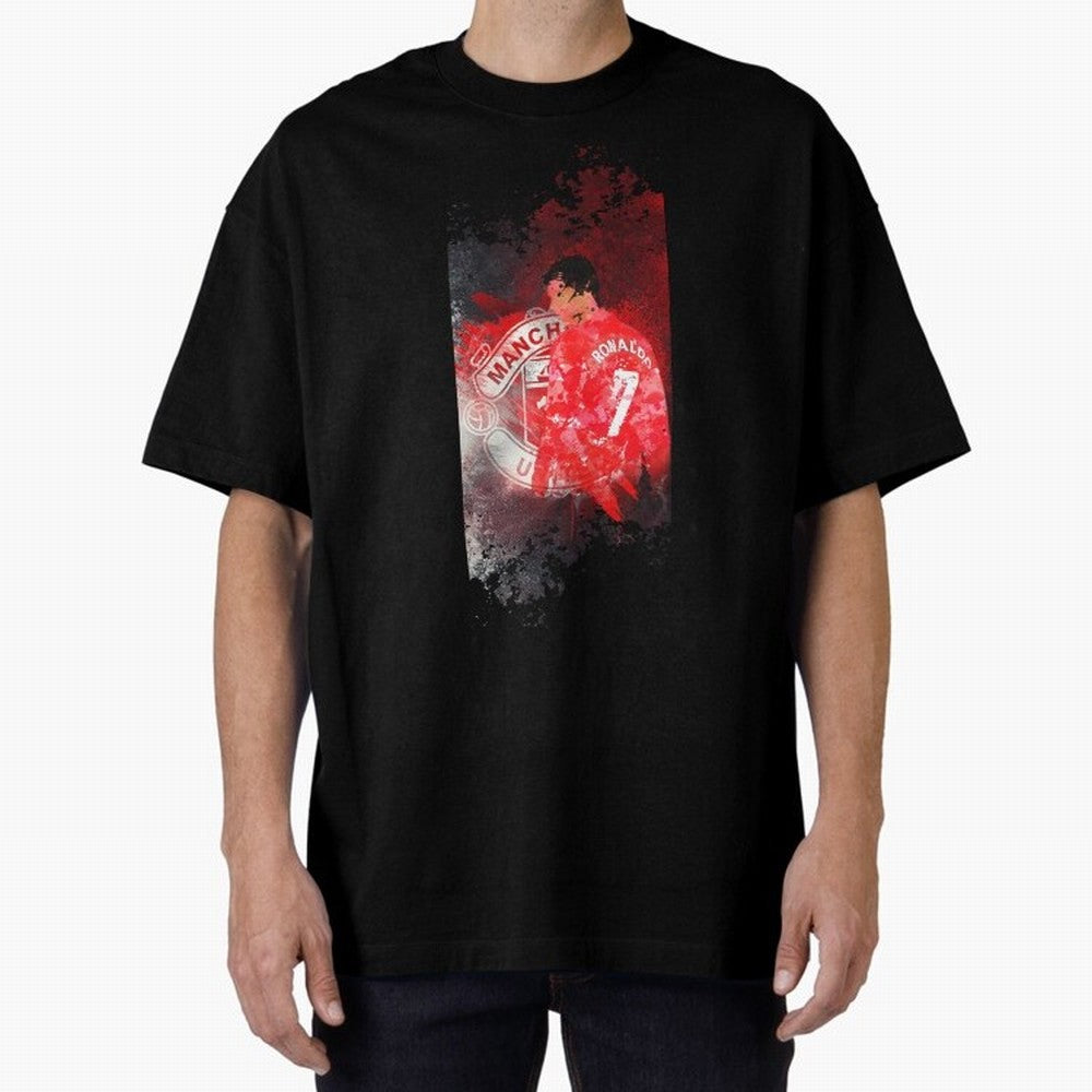 Ronaldo Illustration 002 Oversized T-Shirt Keep the Match Day Mood of Match Day Hype around FIFA World Cup 2026 Group Stage, Mbappe, Portugal, Championship Spirit, Famous Goals, Roaring Crowds and International Football Unity; Perfect for Fans,