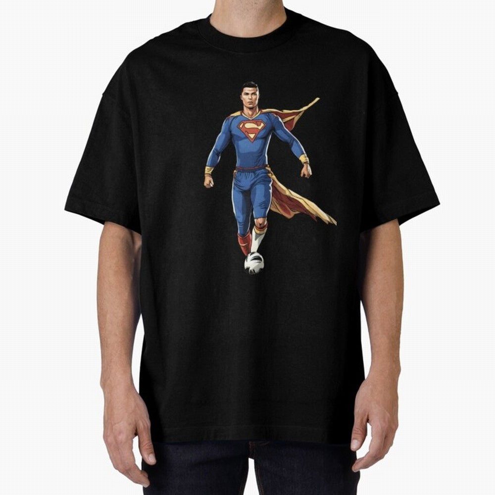 Ronaldo Superhero Oversized T-Shirt Represent FIFA World Cup 2026 Group Stage Featuring Cristiano Ronaldo, Argentina and Brazil Energy, Champion Mindset, Group Stage Buzz, Knockout Tension and Passionate Fan Culture; Ideal for Football Dads,