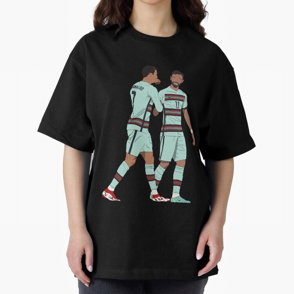 Cristiano Ronaldo & Bruno Fernandes Portugal Oversized T-Shirt Relive the FIFA World Cup 2026 USA Canada Mexico Journey through CR7 and Messi Highlights, Brazil, Portugal and Argentina Pride, Sports Nostalgia, International Competition, Famous