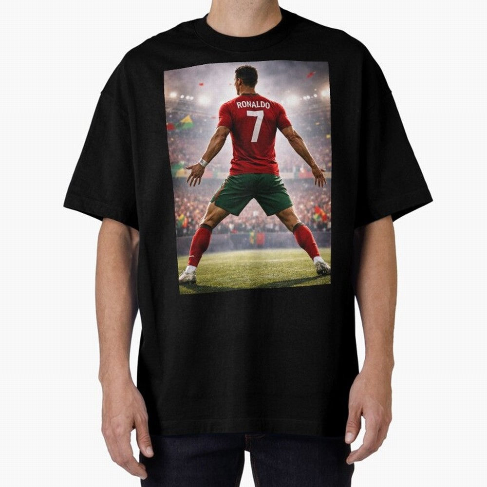 Cristiano Ronaldo Portuguese Legend Number Seven SIUUU Oversized T-Shirt Create the FIFA World Cup 2026 Journey through Cristiano Ronaldo Highlights, Argentina, France and Brazil Pride, Vintage Soccer Flavor, Modern Football Stars, National Flags