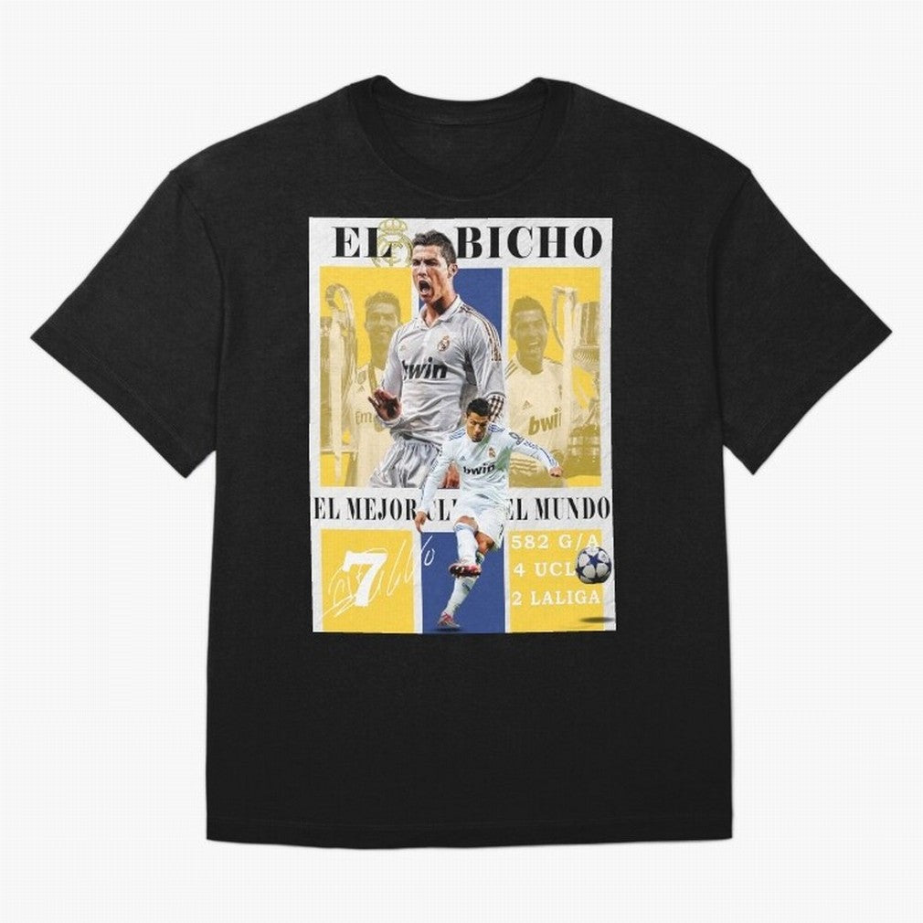 Cristiano Ronaldo Real Madrid Wall Art Oversized T-Shirt Bring FIFA World Cup 2026 for Fans of Cristiano Ronaldo, Haaland and CR7 and France, Bringing Goal Celebration Energy, Supporter Heritage, Football Icons and Worldwide Tournament Joy; Ideal