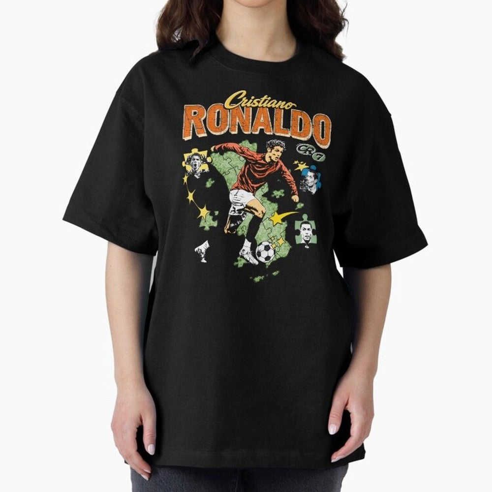 CR7 Cristiano Ronaldo Vintage Oversized T-Shirt Show Support during the FIFA World Cup 2026 Group Stage Journey through Neymar Highlights, France Pride, Vintage Soccer Flavor, Modern Football Stars, National Flags and Final Night Emotion; Perfect