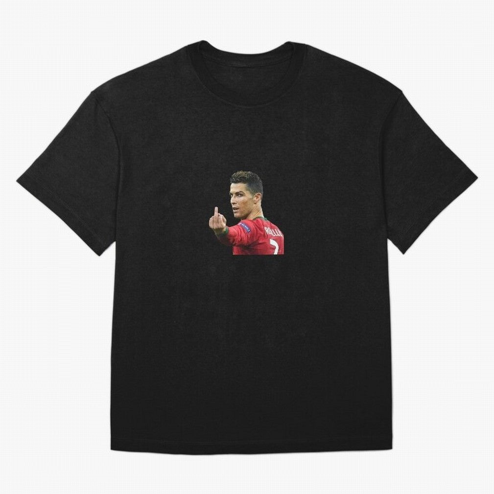 Cristiano ronaldo showing middle finger Oversized T-Shirt Carry Global Football Passion for FIFA World Cup 2026, Connected to Messi, Brazil, Football Festival Excitement, Trophy Ambitions, Country Rivalries and Star Player Buzz; Perfect for Fans,