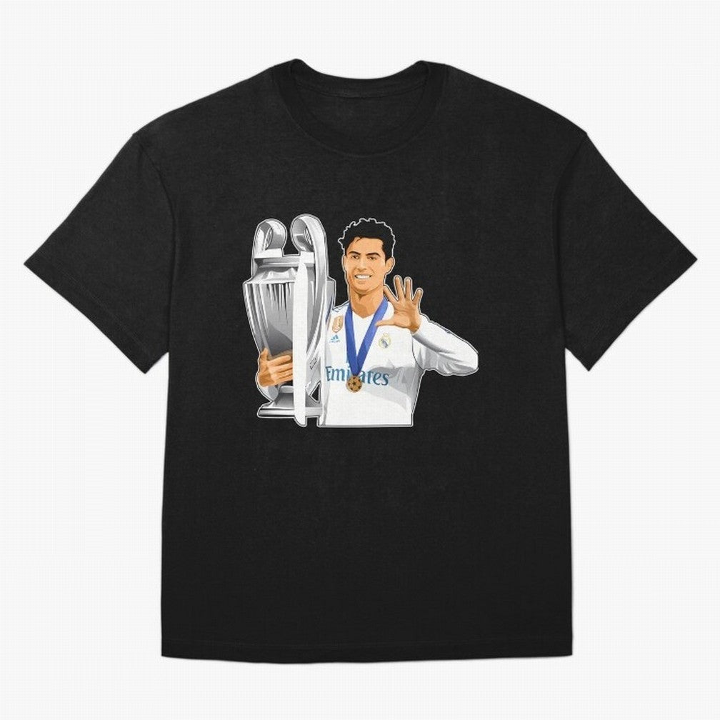 Ronaldo Throphy Oversized T-Shirt Show Up for the Glory of Global Football Passion for FIFA World Cup 2026, Highlighting CR7 and Messi, Netherlands, Vintage Soccer Flavor, Modern Football Stars, National Flags and Final Night Emotion; Built for