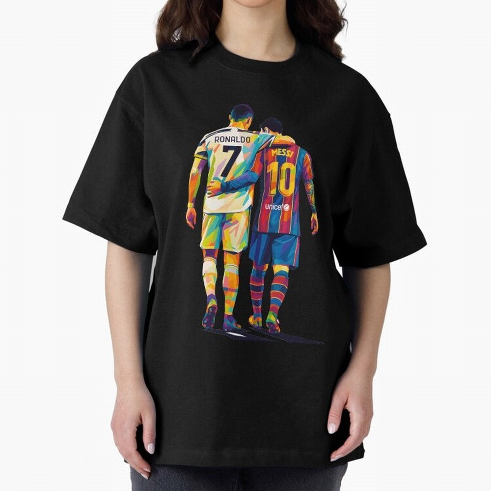 Cristiano Ronaldo & Messi Oversized T-Shirt Carry National Pride through FIFA World Cup 2026 USA Canada Mexico Spirit, Filled with England and Germany, Messi, CR7 and Mbappe, Sports Nostalgia, International Competition, Famous Players and