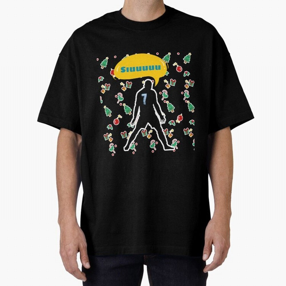 Siuuu christmas CR7 Oversized T-Shirt Show Match Day Excitement for FIFA World Cup 2026 Centered on Messi and Cristiano Ronaldo, France and Portugal Energy, Sports Nostalgia, International Competition, Famous Players and Unforgettable Victories;
