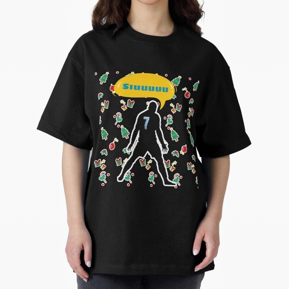 Siuuu christmas CR7 Oversized T-Shirt Show Match Day Excitement for FIFA World Cup 2026 Centered on Messi and Cristiano Ronaldo, France and Portugal Energy, Sports Nostalgia, International Competition, Famous Players and Unforgettable Victories;