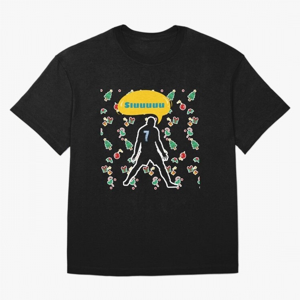 Siuuu christmas CR7 Oversized T-Shirt Show Match Day Excitement for FIFA World Cup 2026 Centered on Messi and Cristiano Ronaldo, France and Portugal Energy, Sports Nostalgia, International Competition, Famous Players and Unforgettable Victories;