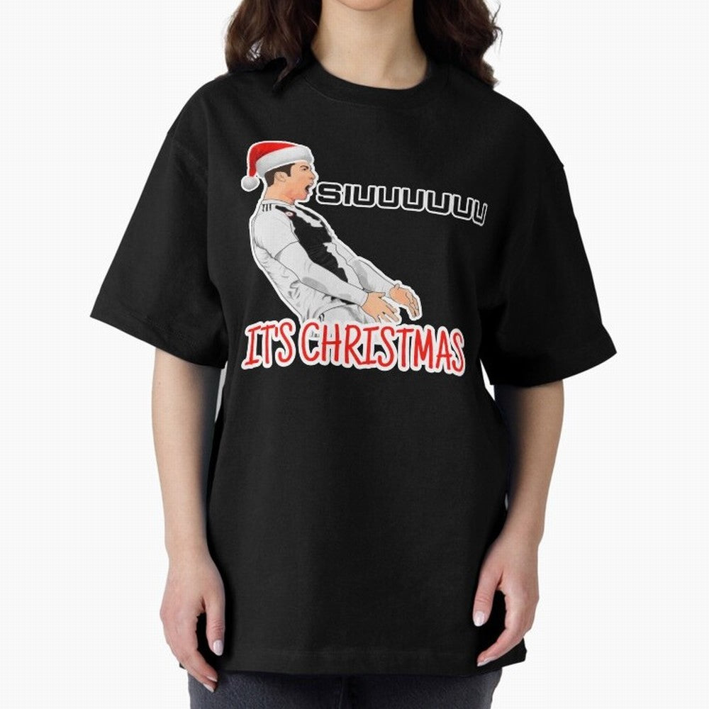 Siuuu it¡¯s Christmas CR7 funny Oversized T-Shirt Fuel Your Fan Pride for Global Football Passion for FIFA World Cup 2026 USA Canada Mexico, Celebrating Mbappe, Argentina, Sports Nostalgia, International Competition, Famous Players and