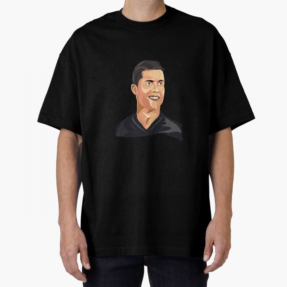 Cristiano Ronaldo Vector Art Graphics Design Oversized T-Shirt Celebrate Football Heritage in FIFA World Cup 2026 USA Canada Mexico for Fans of Messi, Neymar and Mbappe and Argentina, Bringing Soccer Culture, Superstar Moments, National Team Dreams