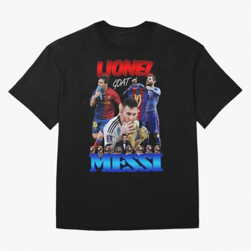 Lionel Messi GOAT: Barcelona & Argentina Oversized T-Shirt Stand with Match Day Hype around FIFA World Cup 2026 USA Canada Mexico, Neymar, Haaland and Cristiano Ronaldo, Netherlands, Supporter Pride, Iconic Celebrations, Legendary Names and Global